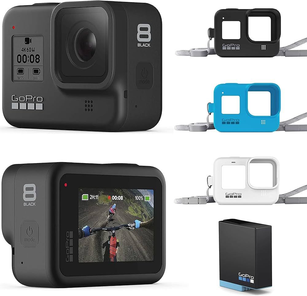 GoPro HERO8 Black + Lanyard + Extra Battery - E-Commerce Packaging - Waterproof Digital Action Ca... | Amazon (US)