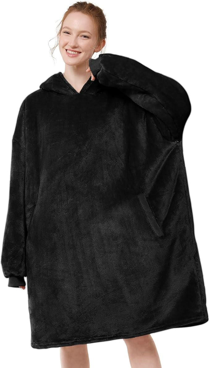 LetsFunny Blanket Hoodie,Oversized Wearable Sherpa Fleece Blanket Sweatshirt,Super Soft Warm Cozy... | Amazon (US)