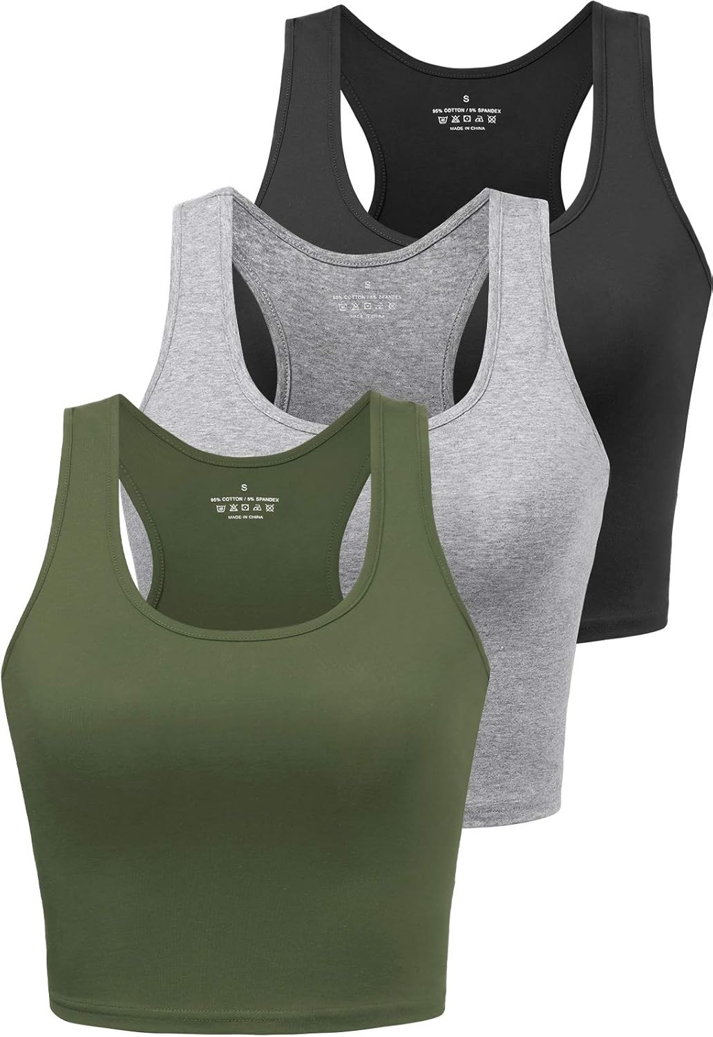 Sports Crop Tank Tops for Women Cropped Workout Tops Racerback Running Yoga Tanks Cotton Sleevele... | Amazon (US)