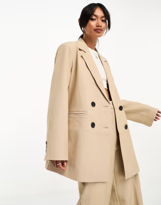 YAS tailored double breasted blazer in camel - part of a set | ASOS | ASOS (Global)