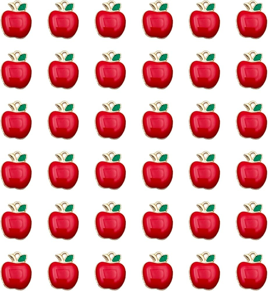 80PCS Apple Charms, Teacher Charm & Apple Beads for Jewelry Making & Craft | Amazon (US)