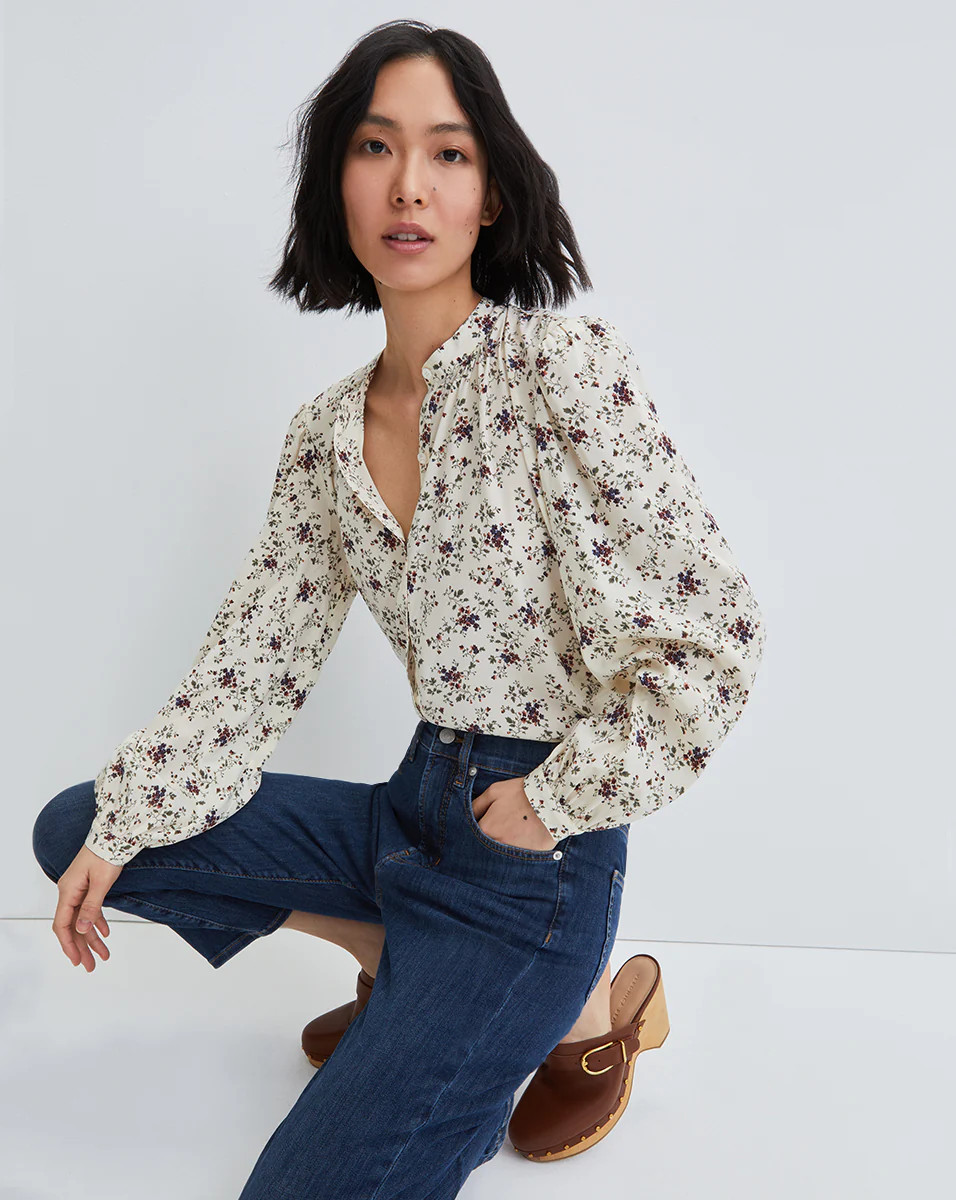 Veronica Beard Ashlynn Floral Blouse Whitestone Multi | Veronica Beard