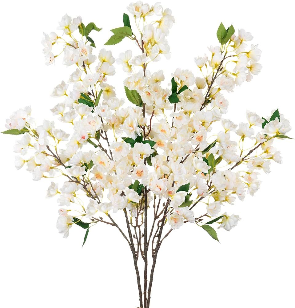 Artificial Cherry Blossom Branches, Faux Fake Plum Flowers Real Touch Boutique Bulk for Home Wedd... | Amazon (US)