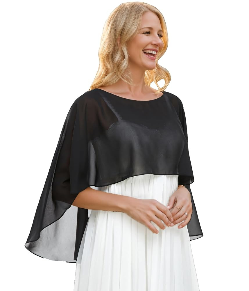 Sheer Shawls and Wraps for Evening Dresses Chiffon Capes for Women Soft Wedding Cover Up | Amazon (US)