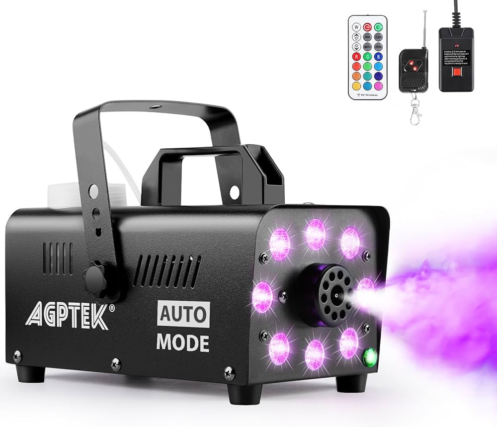 AGPTEK Smoke Machine, Fog Machine with 13 Colorful LED Lights Effect, 500W and 2000CFM Fog with 1... | Amazon (US)