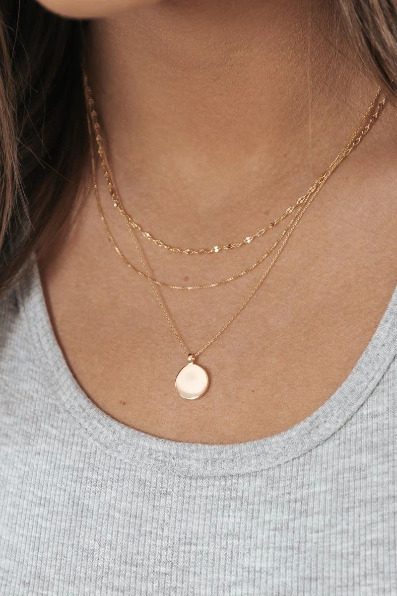 Gold Dipped Layered Coin Necklace | Magnolia Boutique
