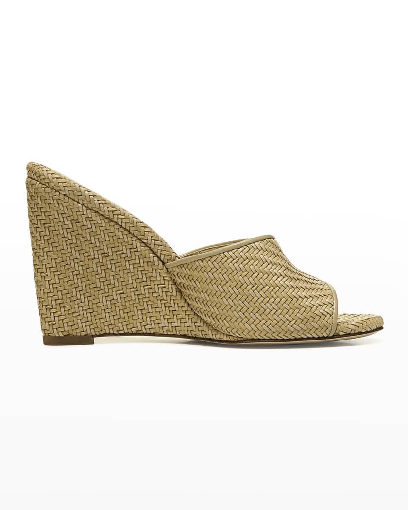 Veronica Beard Dali Woven Leather Wedge Sandals | Neiman Marcus