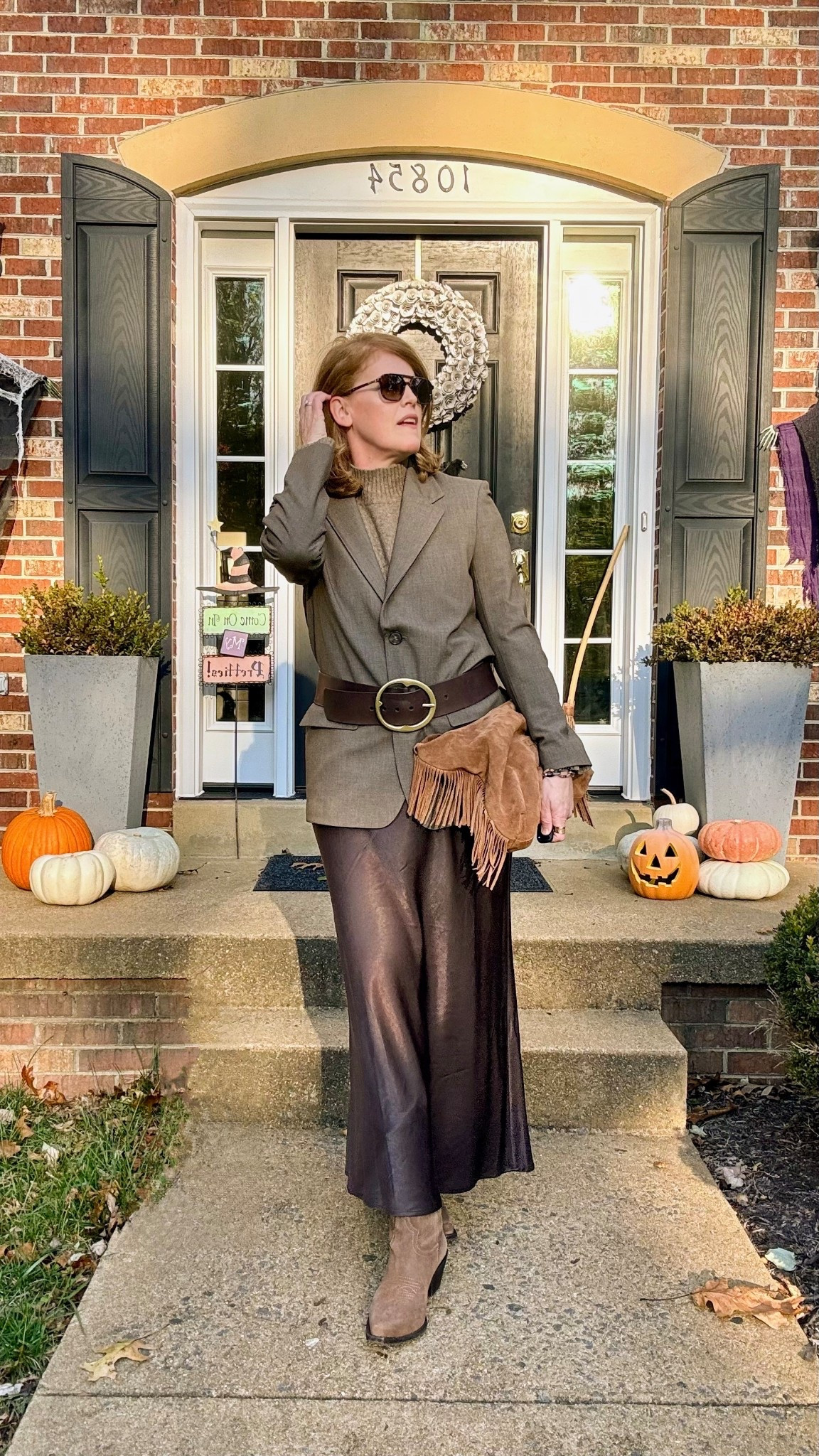 🍁 Let’s talk about a belted blazer & satin skirt together. How do we like this brown monochromatic fit? 

#LTKStyleTip #LTKMidsize #LTKOver40