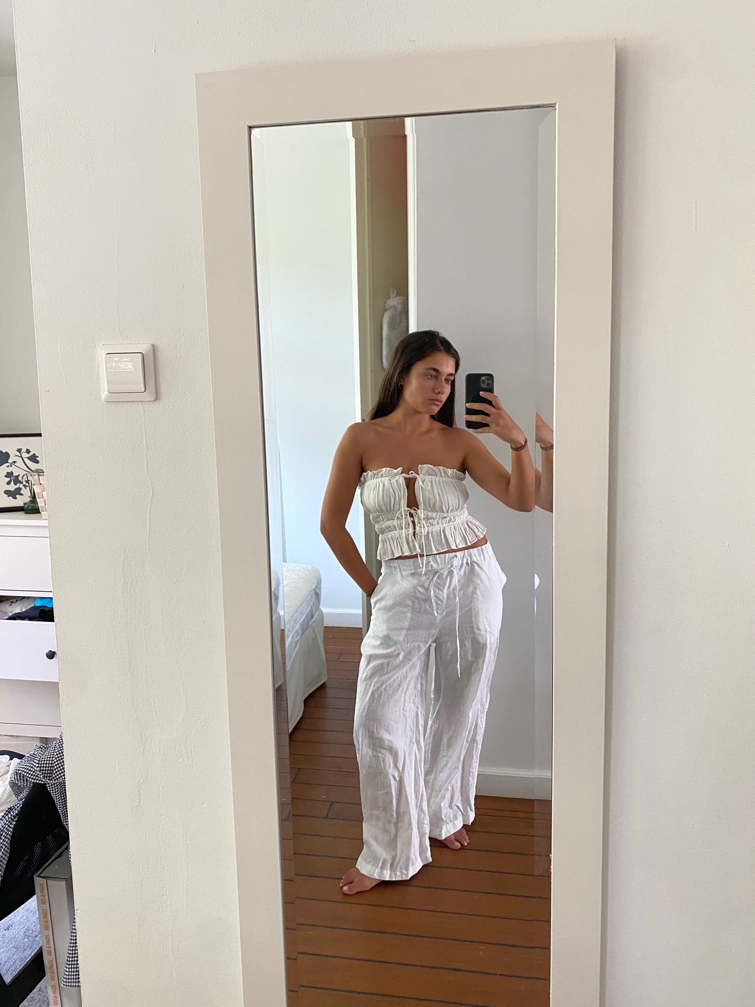 🤍

white summer, outfit inspiration, summer style, white wide linen trousers, Arket, ASOS, asos design ruched linen bandeau white top, Netherlands. 

#LTKstyletip #LTKeurope #LTKSeasonal