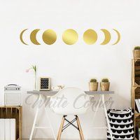 Moon Phases Wall Decal - Decor, Gold Phases, Modern Decals, Decal, Phase Art Ga169 | Etsy (US)