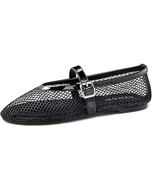 MaxMuxun Women's Flats Mesh Ballet Flats Round Toe Buckle Strap Comfortable Causal Dress Flats Sh... | Amazon (US)