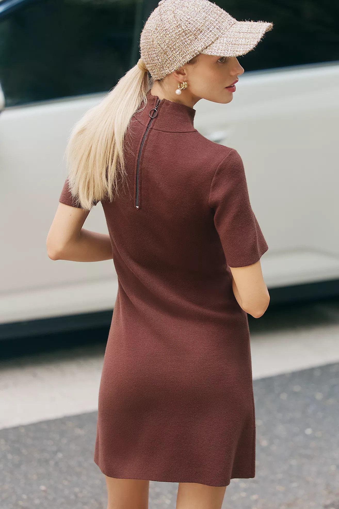 The Nina Short-Sleeve Mock-Neck Mod Mini Dress | Anthropologie (US)