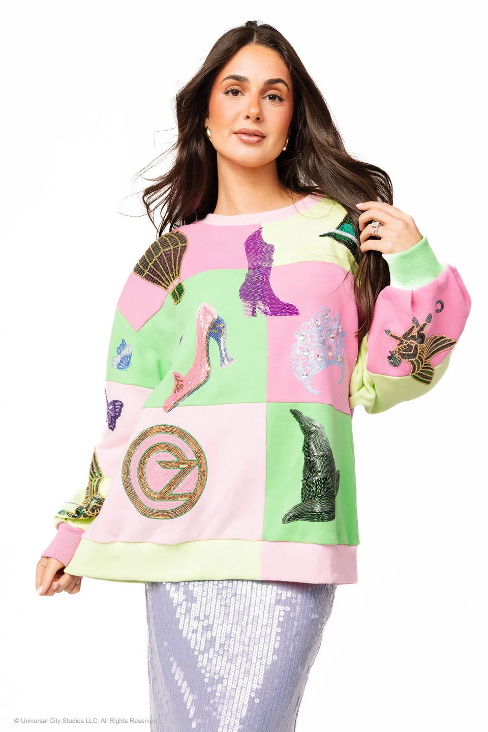 Licensed Lavender, Pink & Green Checkered Wicked Icon Sweatshirt | Queen of Sparkles