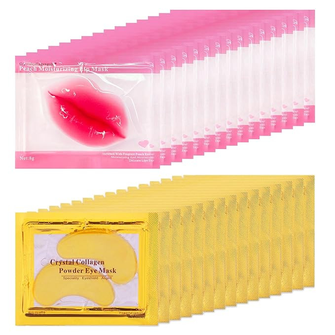 30 Pairs Lip Mask & Eye Mask, 24K Gold Crystal Gel Collagen Eye Patches, Bachelorette Party Favor... | Amazon (US)
