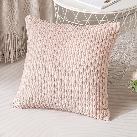 ANRODUO Pack of 2 Pink Pillow Covers Decorative Throw Pillow Covers 18x18 Inch for Couch Bed Livi... | Amazon (US)