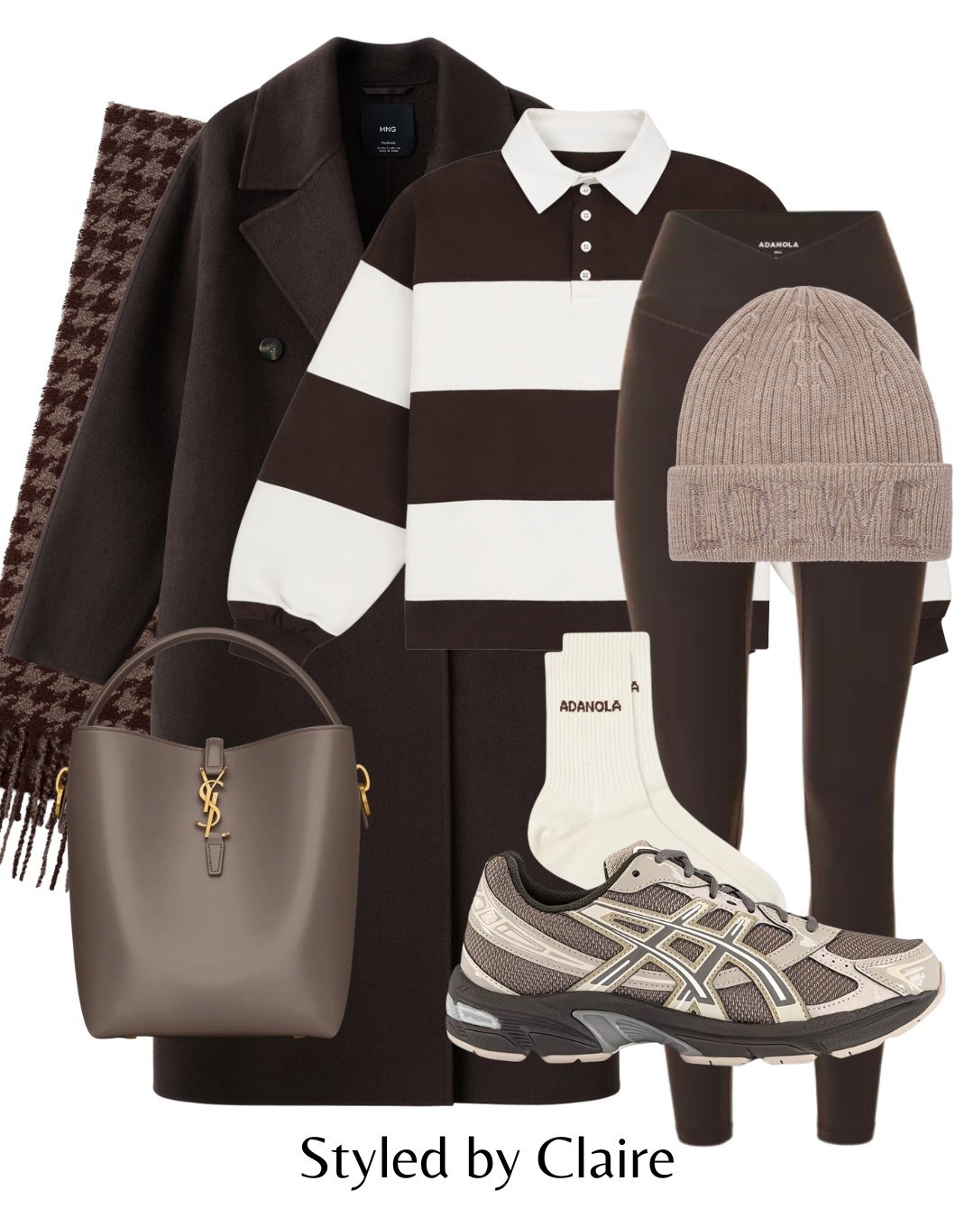 BROWN STRIPE SHIRT🙋🏽‍♀️
Tags: mango Zara oversized wool coat maxi chocolate leggings Loewe beanie asics sepia driftwood ysl taupe bucket bag rag bone dogtooth scarf fashion winter city break capsule wardrobe outfit ideas chic women’s style 

#LTKwinter #LTKshoes #LTKstyletip