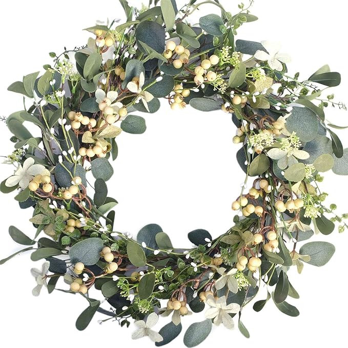 Bibelot 20Inch Artificial Eucalyptus Wreath Berry Wreath Green Leaf Eucalyptus Wreath Spring Summ... | Amazon (US)