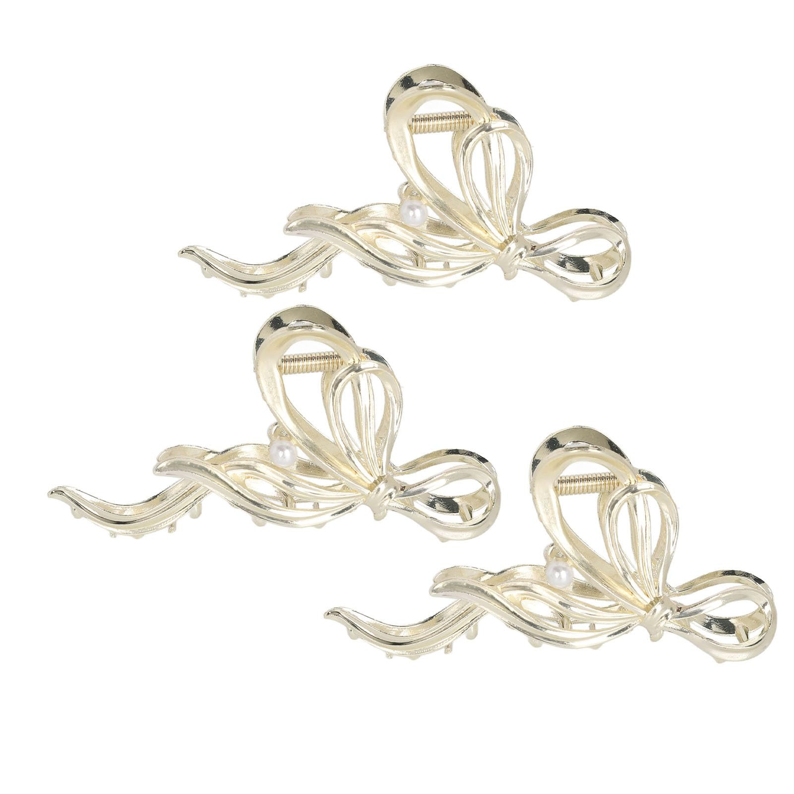 3PCS Bow Hair Claw Clips, Exquisite Fashionable Metal Hair Clamps Strong Hold Hair Jaw Clip for W... | Amazon (CA)