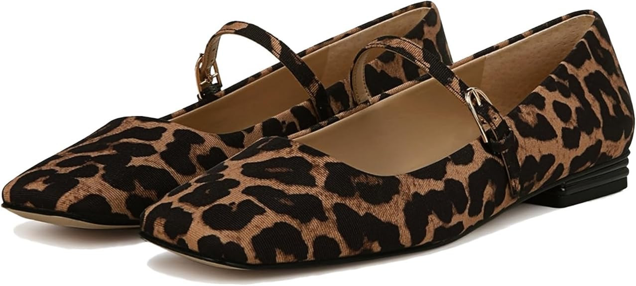 Ballet Flats Shoes for Women Square Toe Mary Jane Flats Shoes Buckle Strap Dress Casual Comfortab... | Amazon (US)