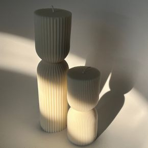 Aaram Lux Striped Column Candle | West Elm (US)