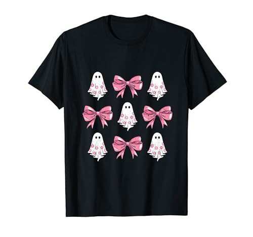 Cute Coquette Bow Halloween Costume Floral Ghost Boo T-Shirt | Amazon (US)