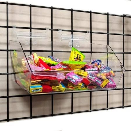 Clear Gridwall Acrylic Bins Extra Wide Large Bin for Grid Panels 12 W x 5.5 H x 11.5 D 10 Pack | Walmart (US)