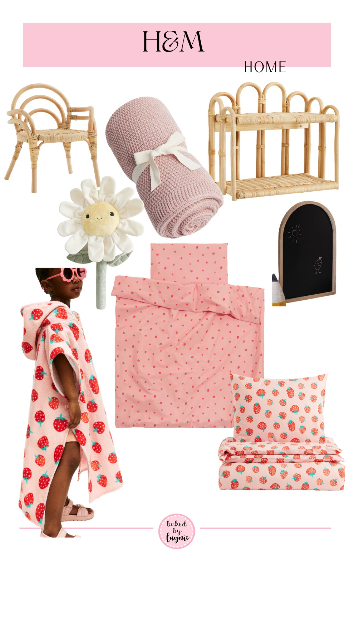 H&M, H&M home, strawberry sheets, strawberry rooms, pink patterns, kids rooms, decor for kids, rattan

#LTKHome