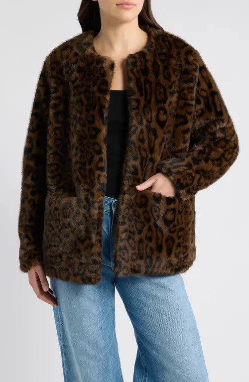 dRA Lucia Leopard Print Faux Fur Coat in Classic Leopard at Nordstrom, Size Large | Nordstrom