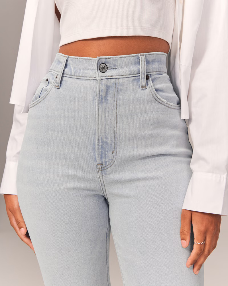 Women's Curve Love Ultra High Rise Ankle Straight Jean | Women's Bottoms | Abercrombie.com | Abercrombie & Fitch (US)
