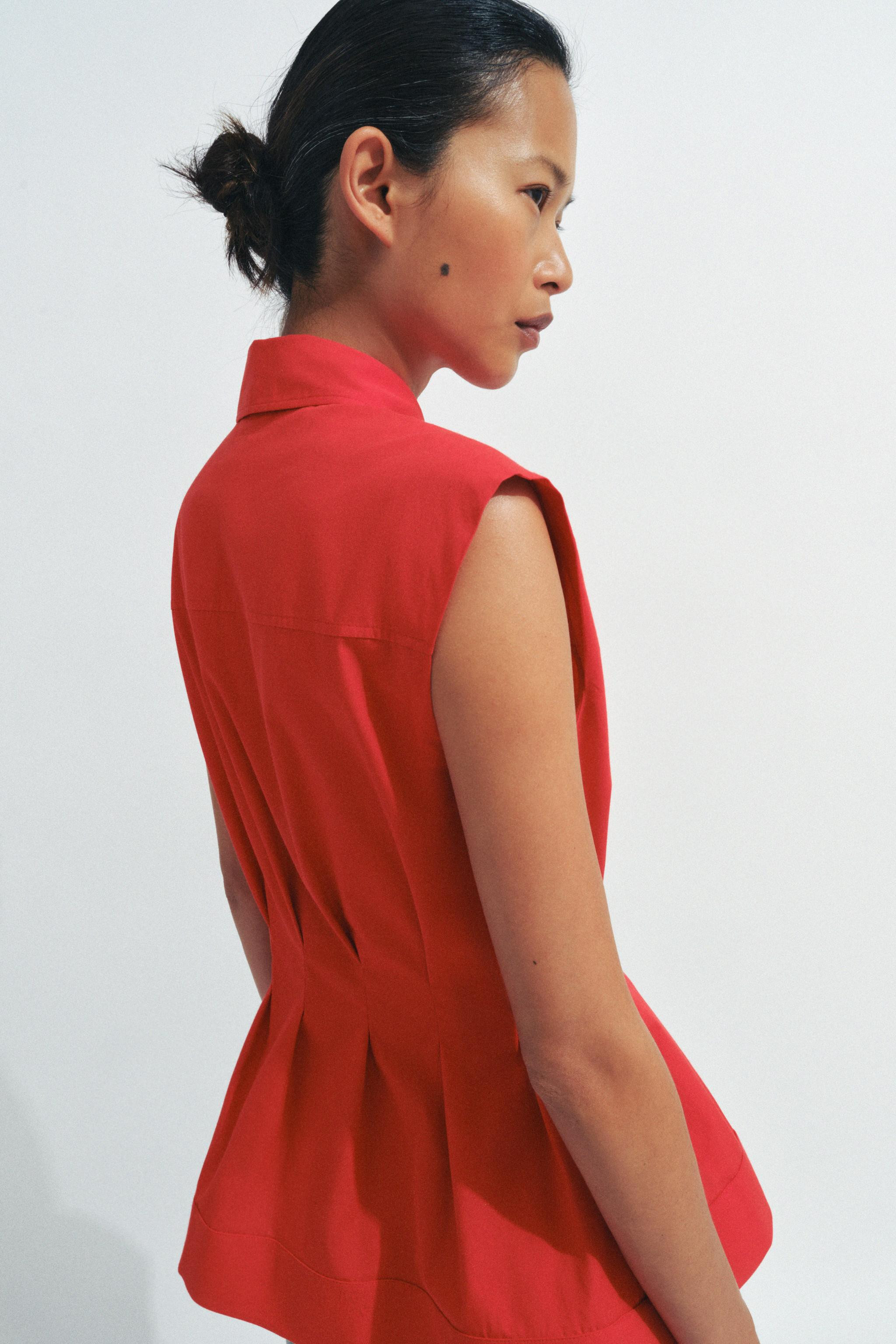 ZW COLLECTION PLEATED SLEEVELESS SHIRT | Zara US