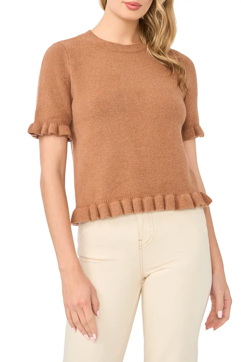 Ruffle Trim Short Sleeve Sweater (Women) | Nordstrom | Nordstrom