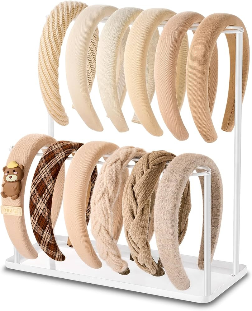 pickpiff Headband Holder Organizer Metal 2-Tier with Tray: Hair Accessories Display Stand Storage... | Amazon (US)