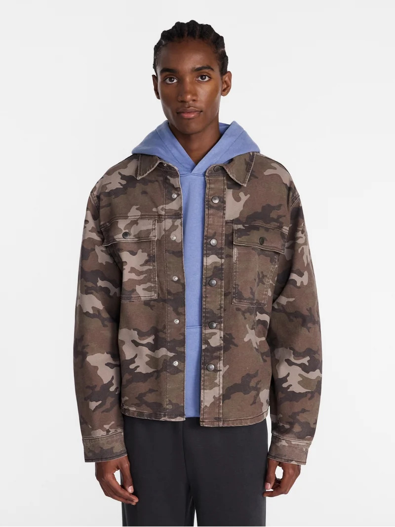 No Boundaries Denim Shacket with Long Sleeves, Men's XS-4XLT | Walmart (US)