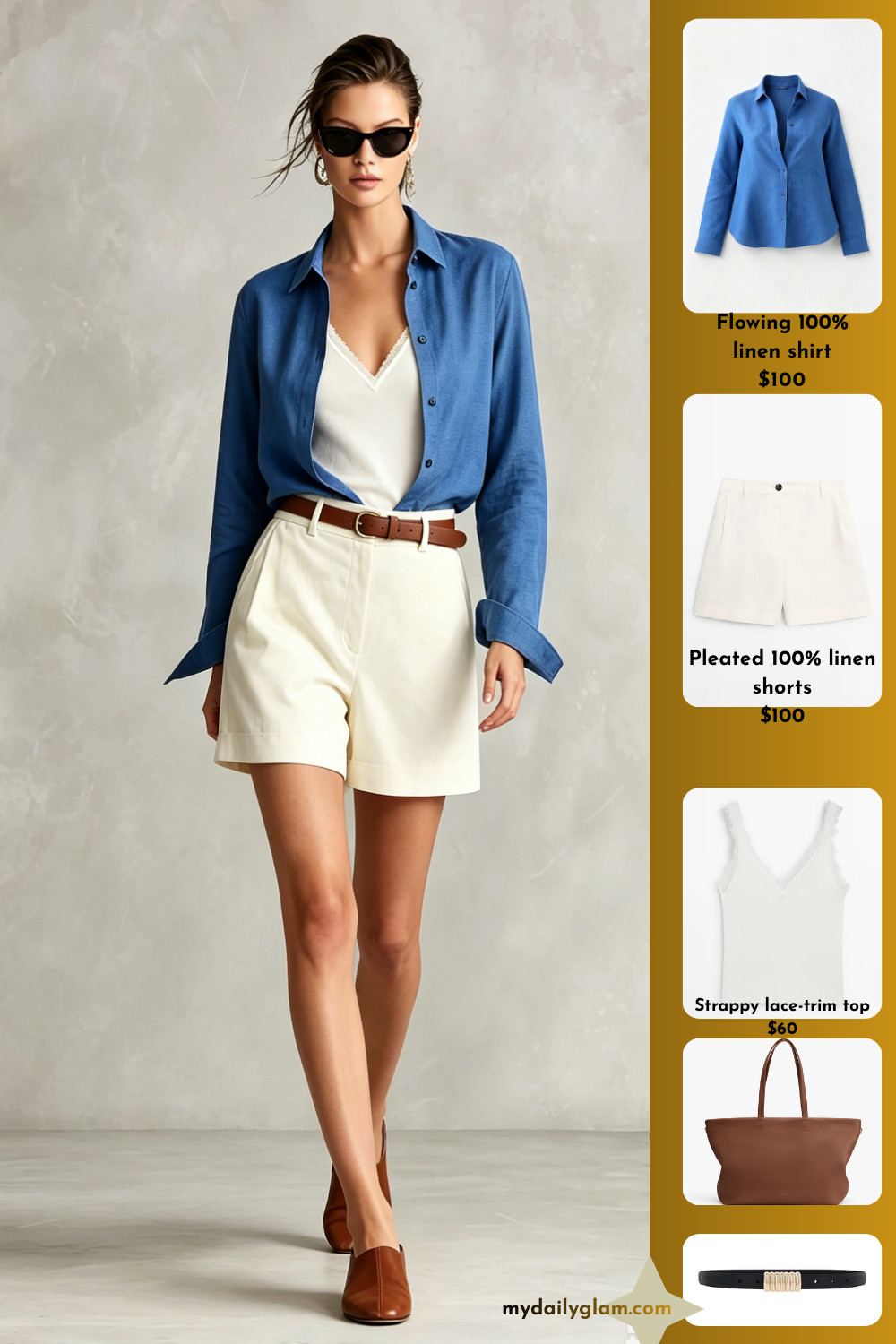Classic Preppy Summer Outfit | Blue Linen Shirt + Ivory High Waist Shorts With Brown Belt

#PreppyStyleOutfit
#LinenShirtSummer
#HighWaistShorts 

 #LTKootd #LTKOver40 #LTKTravel