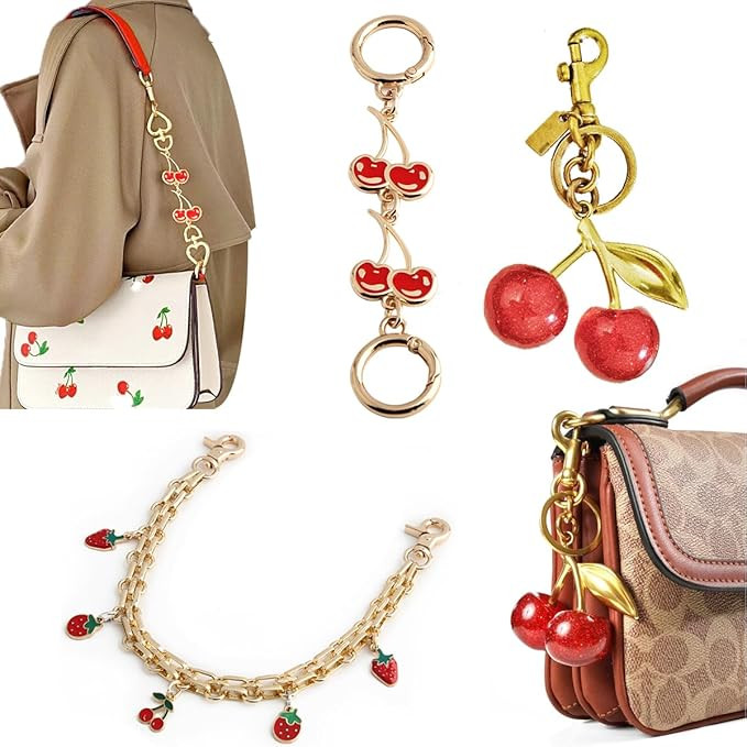 3 PCS Bag Extender Chain Gold Decorative Bag Chain Cherry Bag Charm Keychain Sets Purse Chains wi... | Amazon (US)