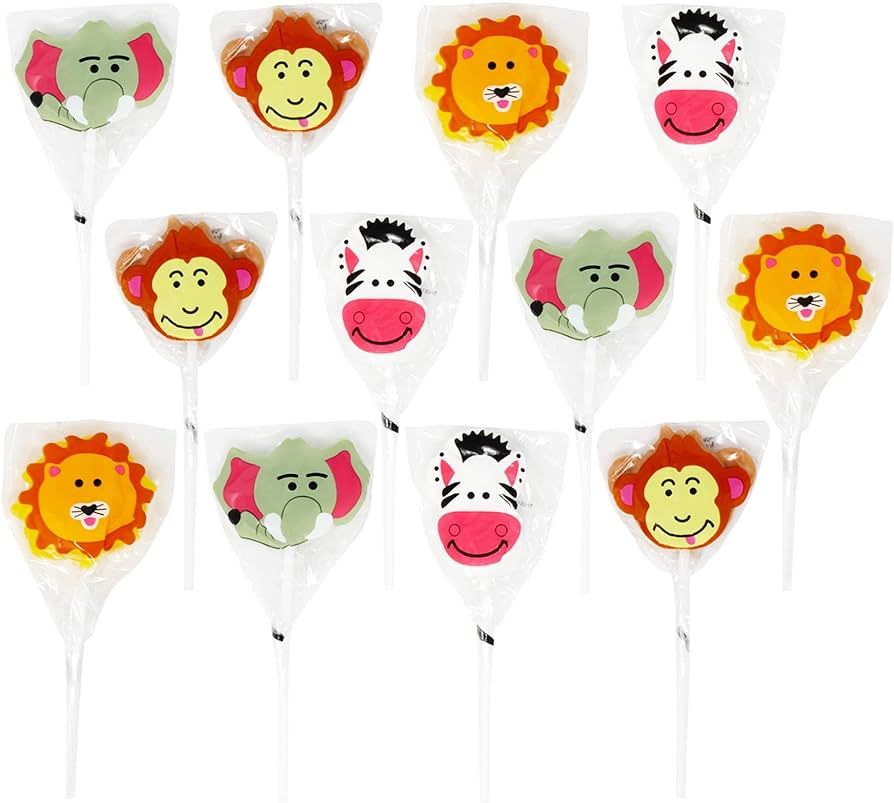 Zoo Animal Party Lollipops , Jungle Safari, Lions, Monkeys, Elephants, Zebras, Party Favors Candy... | Amazon (US)