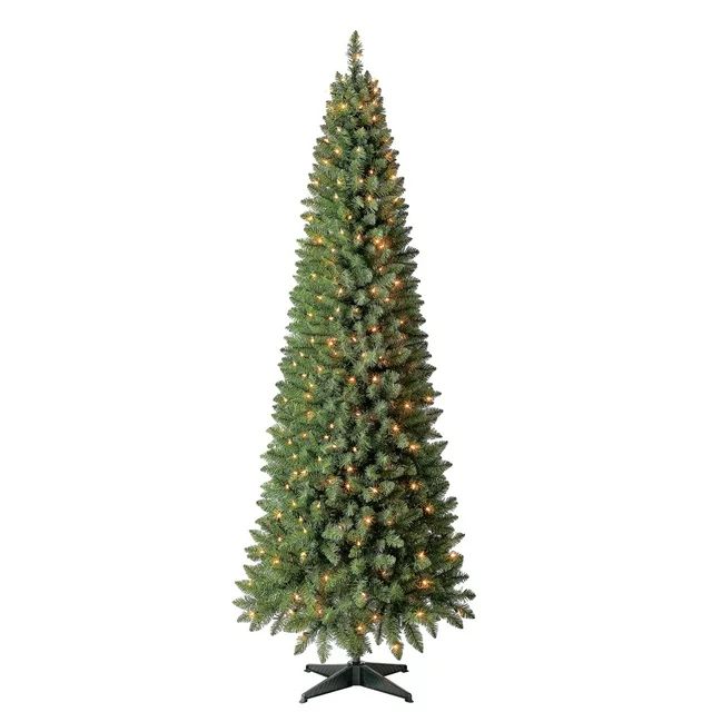 7 ft Pre-Lit Brinkley Pencil Pine Artificial Christmas Tree, Clear LED Lights, by Holiday Time - ... | Walmart (US)