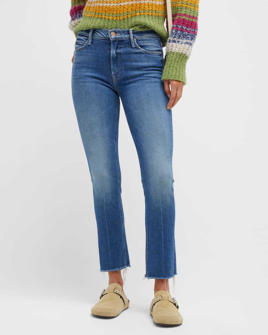 The Dazzler Ankle Fray Cropped Straight Jeans | Neiman Marcus