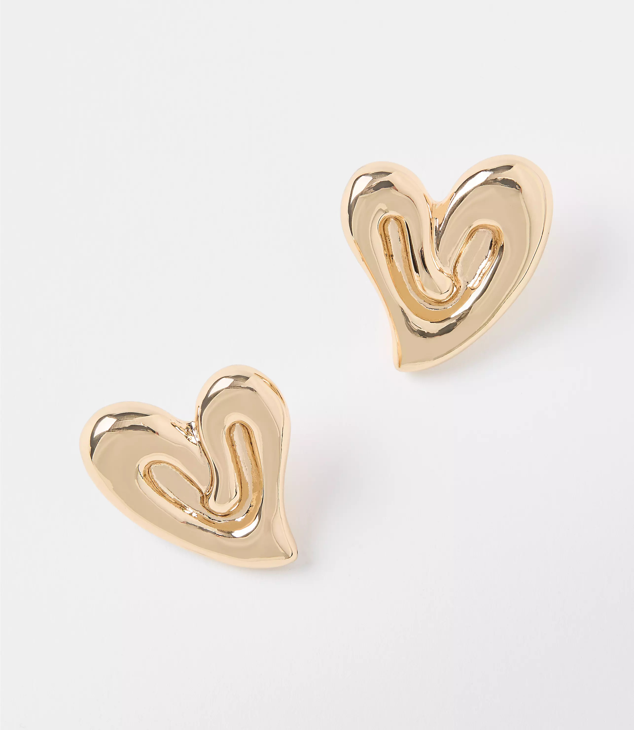 Molded Metal Heart Stud Earrings | LOFT