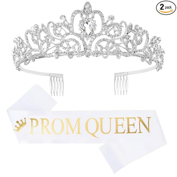 CIEHER Crystal Prom Crown and Sash Prom Queen Sash Crowns for Women Girls Prom Tiara Prom Sashes ... | Amazon (US)