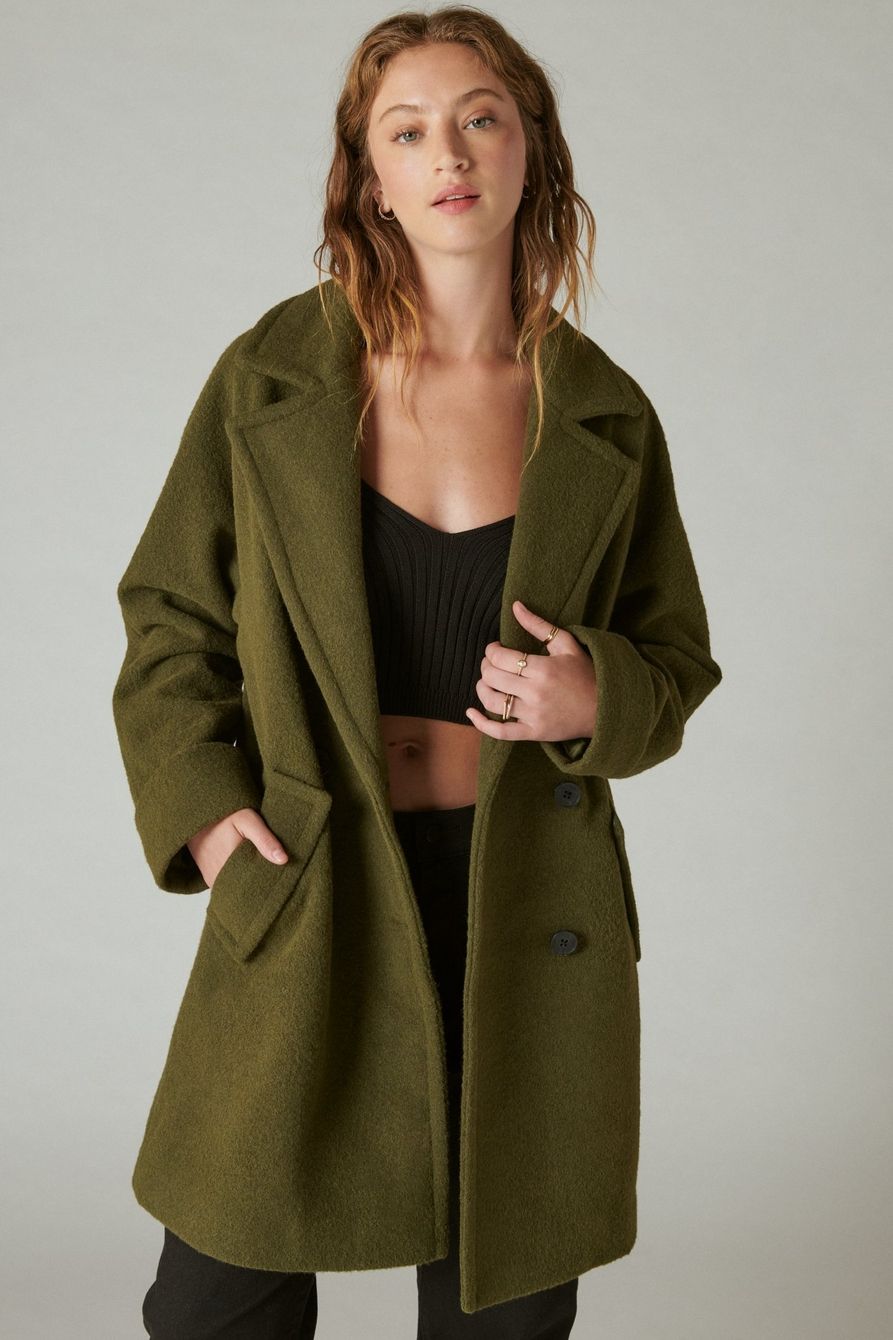 SOLID DOUBLE-BREASTED COAT | Lucky Brand