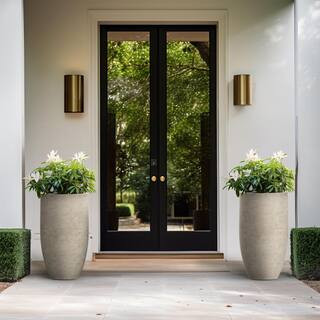 Lightweight 13.5 in. Dia Tall Large Light Gray Large Round Concrete Planter/Flower Pot for Indoor... | The Home Depot