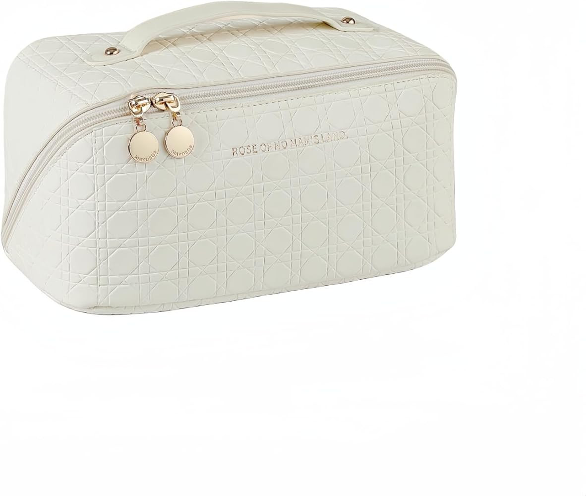 Travel Makeup Bag - 1pcs Argyle wihte Travel cosmetic bag Portable Makeup storage Bag Travel toil... | Amazon (US)