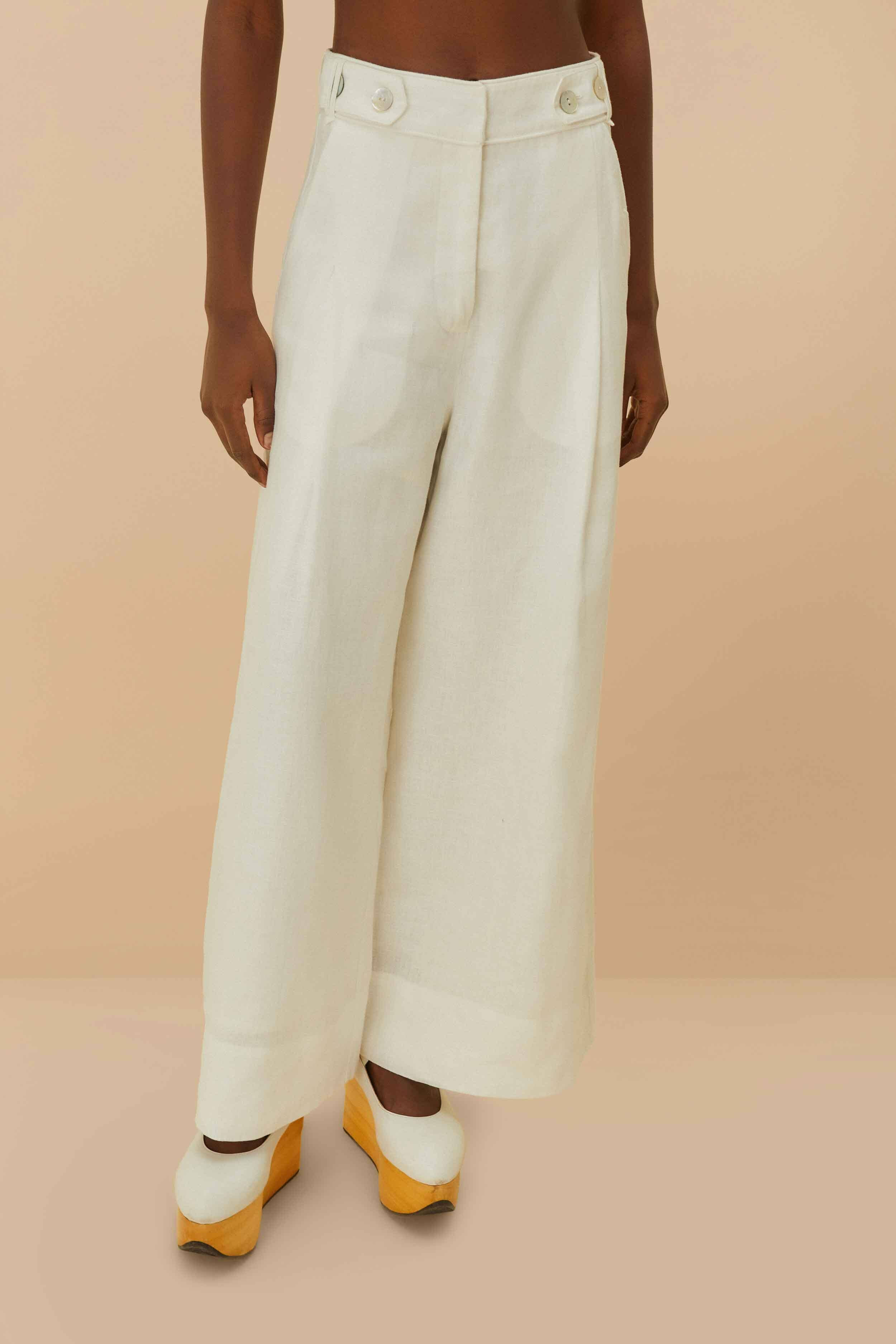 Off-White Euroflax™ Premium Linen High Waisted Pants | FarmRio (US)