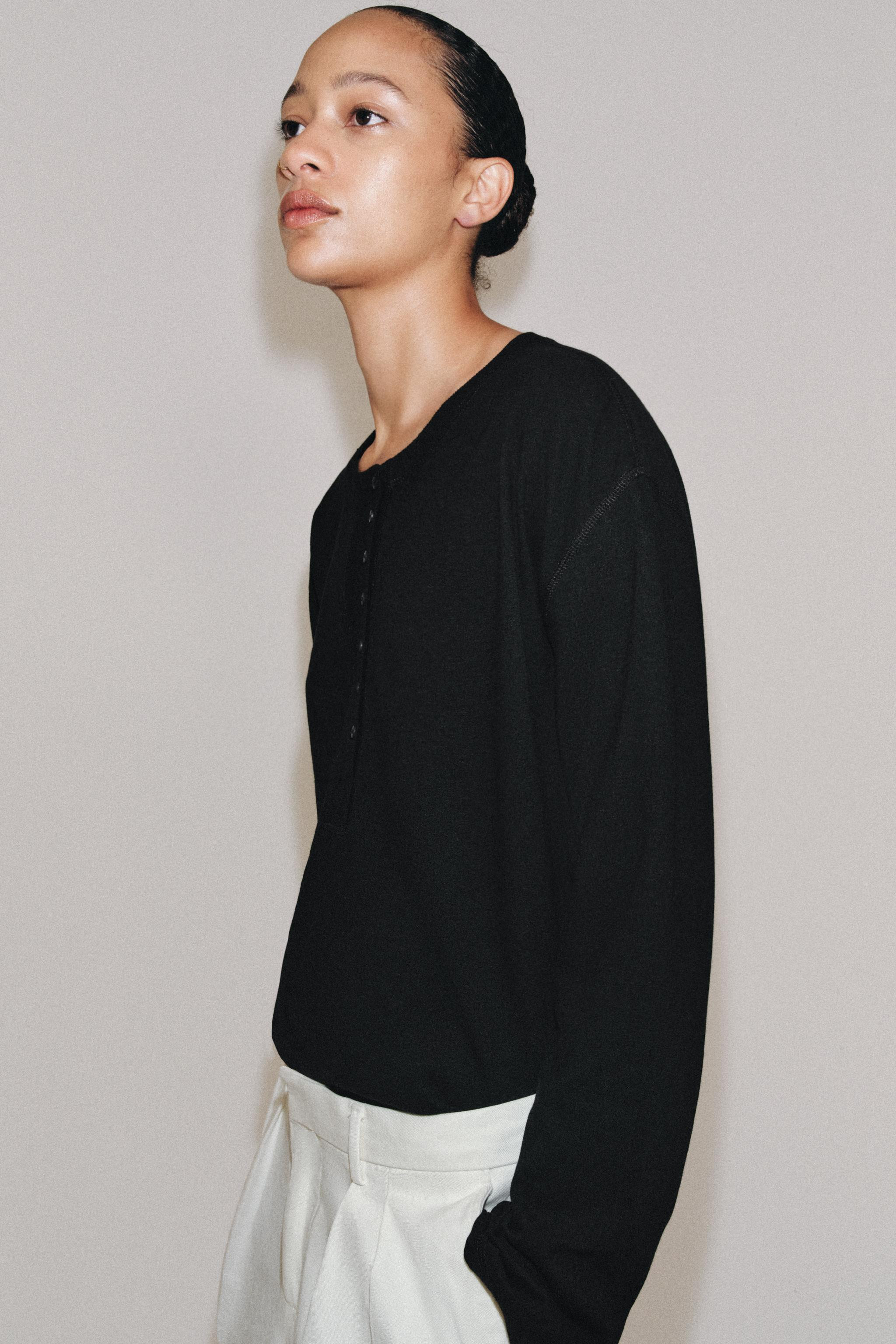 HENLEY T-SHIRT WITH LINEN BLEND | Zara UK
