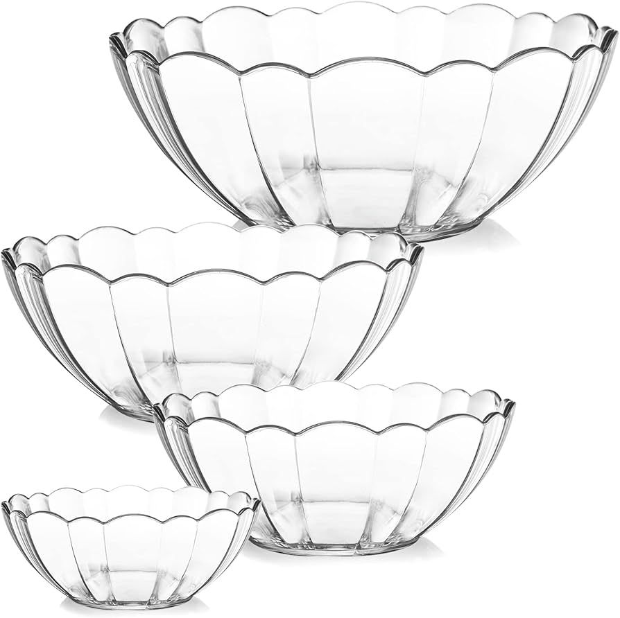 DEAYOU 4 Pack Clear Serving Bowls, Acrylic Salad Mixing Bowls, Party Snack or Chip Bowl, Break-Re... | Amazon (US)