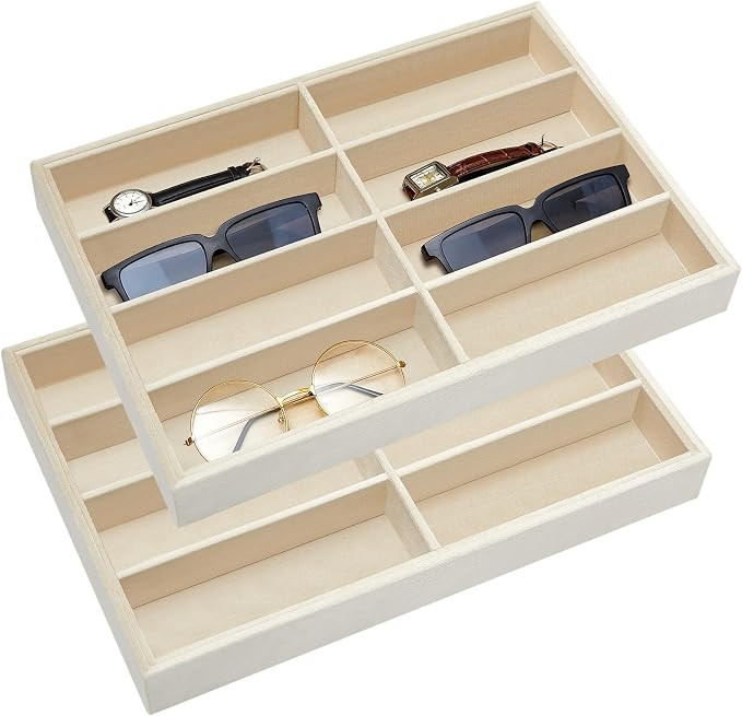 Amylove 2 Pcs Sunglass Organizer Trays Glasses Tray Stackable Jewelry Organizer Trays Sunglass Di... | Amazon (US)