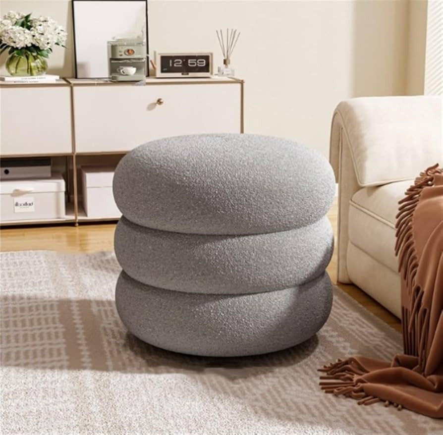 Round Edge Dressing Stool, Living Room Low Stool, Simple Furry Stool, Suitable for Living Room Fo... | Amazon (US)