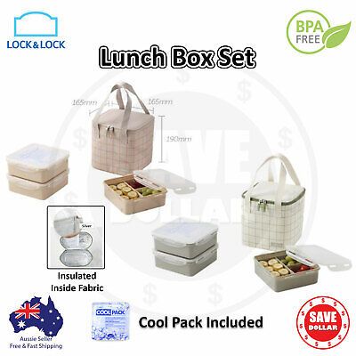 Lock n Lock Large Lunch Bento Box Set with Insulated Bag Airtight Food Container | eBay AU
