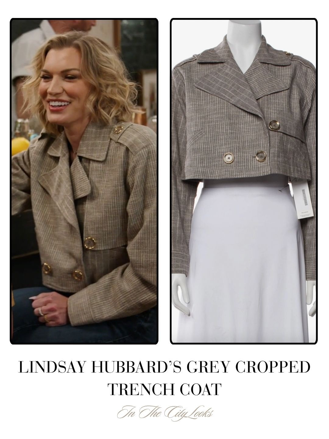 Lindsay Hubbard’s Grey Cropped Trench Coat